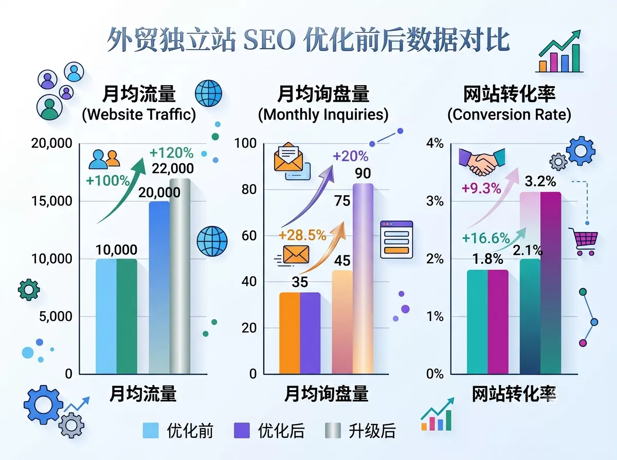 外贸独立站SEO优化前后数据对比图.webp